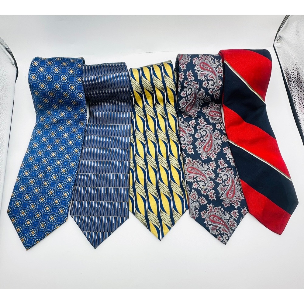 Lot of 5 Mens Silk Ties Givenchy Umberto Bossi Stanley Blacker Paisley Striped